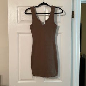 Ribbed mini dress (light brown)